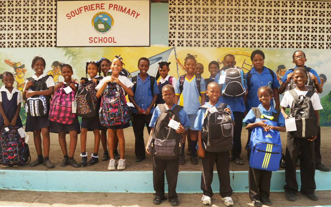 children with knapsack